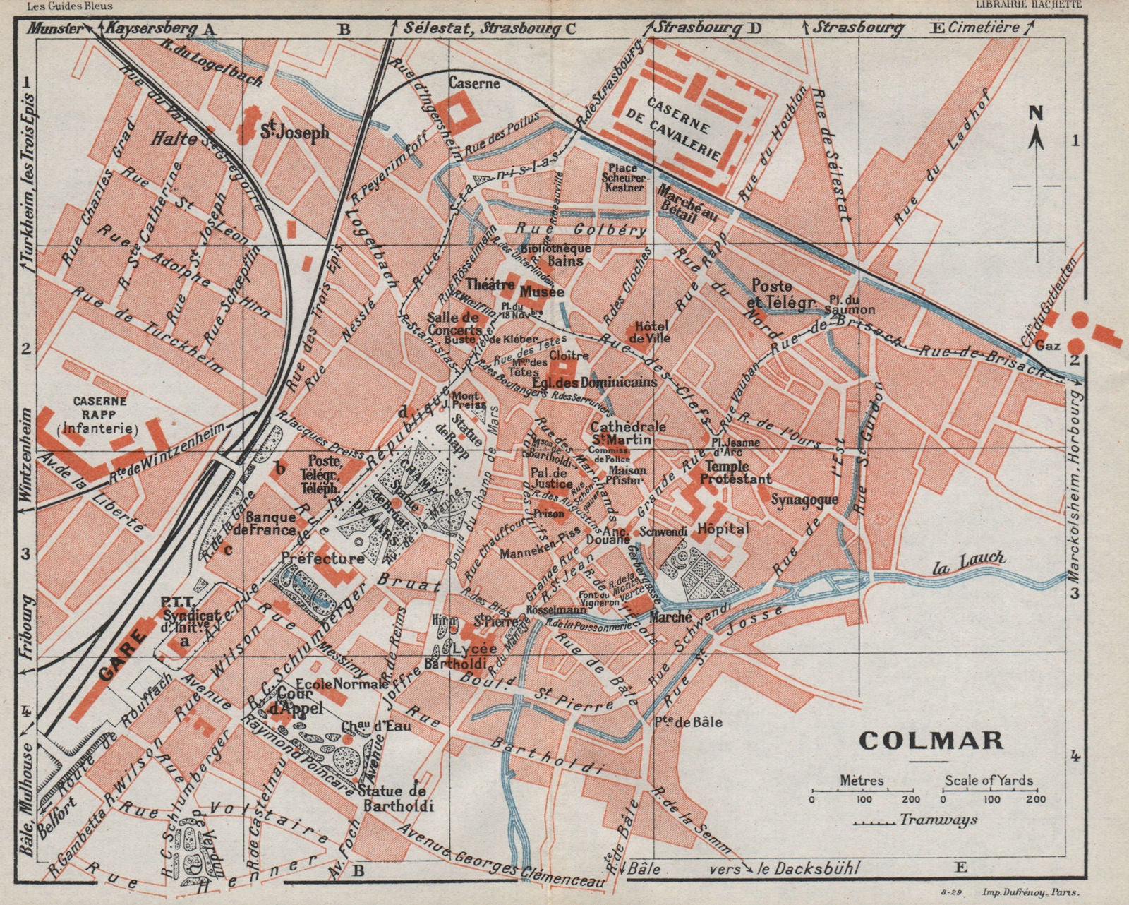 COLMAR. Vintage town city ville map plan carte. Haut-Rhin 1930 old vintage